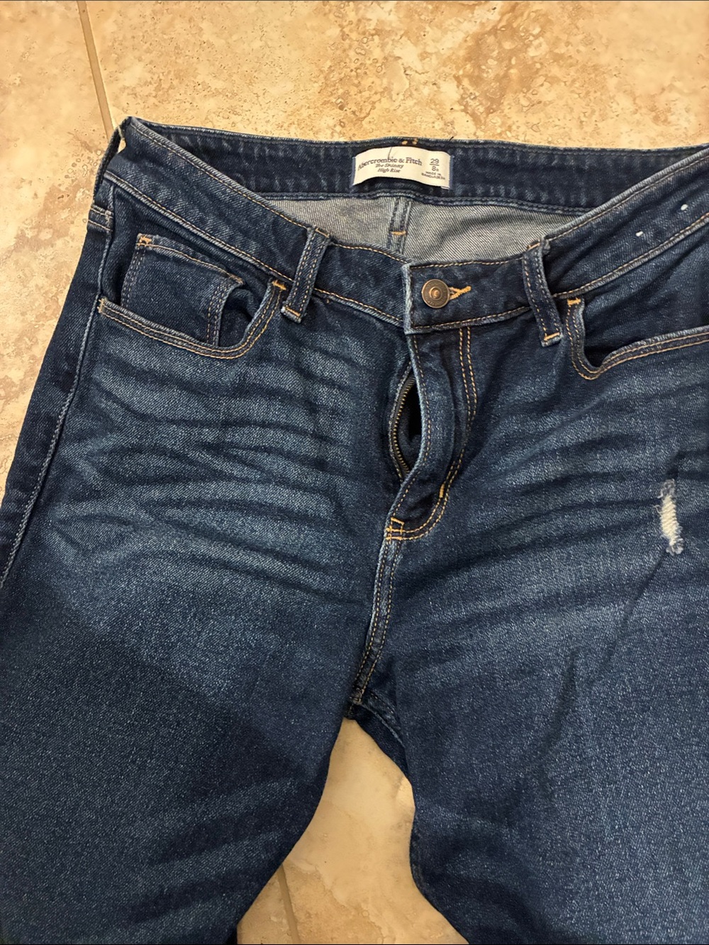 Abercrombie & Fitch Indigo Distressed Jeans - Dark Blue